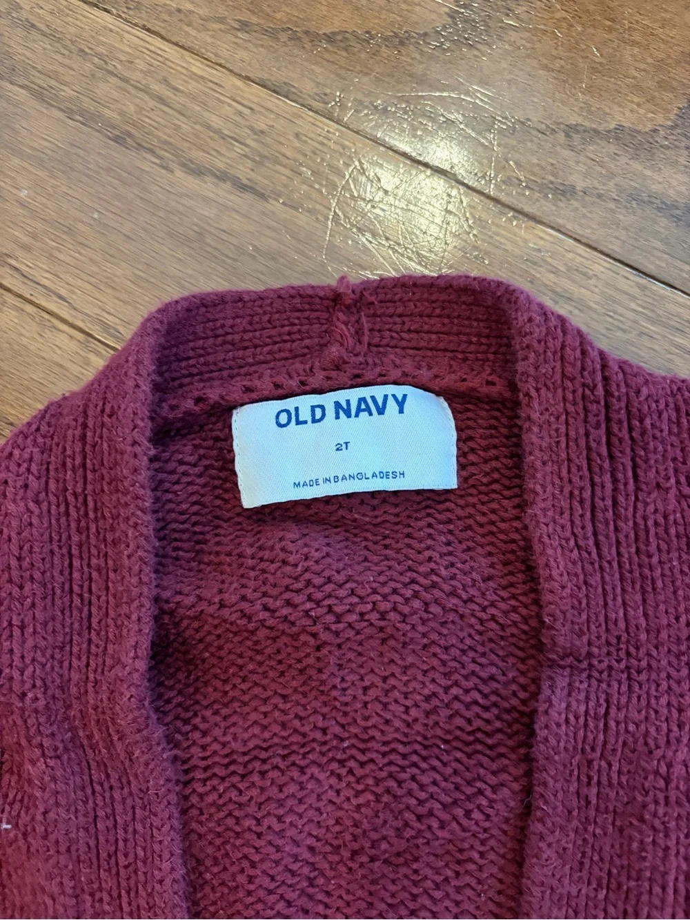 Old Navy Girls Burgundy Cardigan & Dusty Rose Floral Pinafore Set